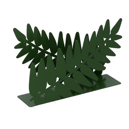 [V5925930000] Portatovaglioli metallo foglia alloro verde scuro rettangolare cm 14