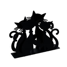 [V5926290000] Portatovaglioli metallo gatti nero rettangolare cm 14