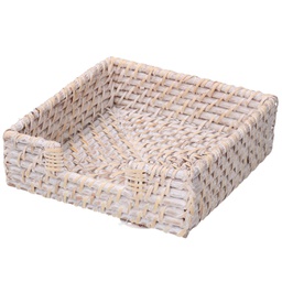 [V1726070000] Portatovaglioli rattan algarve bianco quadro cm18x18h6