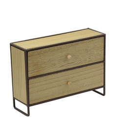 [V5918420000] Portatutto legno e metallo marrone arrugginito 2 cassetti cm 29x10h21