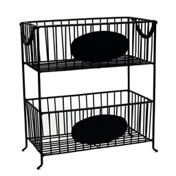 [V6445780000] Portatutto metallo nero rettangolare 2 piani cm 32