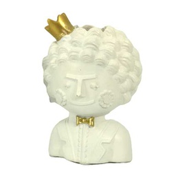 [V6194910000] Portavaso resina viso oro bianco cm10x9h15