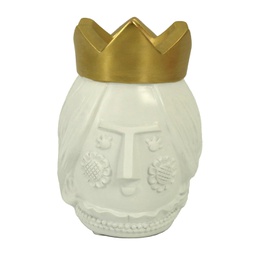 [V6194900000] Portavaso resina viso regina oro biancocm11x14h17