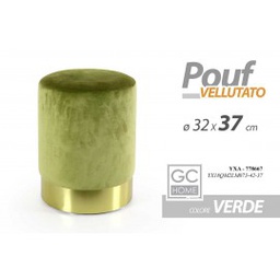 [GIC778667] Pouf moderno velluto verde con fascia oro cm 32 x 37 h design