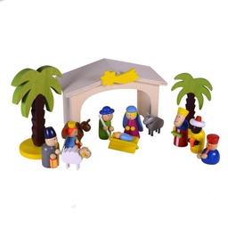 [V6082670000] Presepe nativita' legno set 15pz c/espositore cm24x10,8h16,5