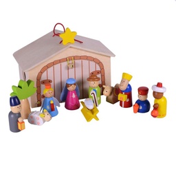 [V6082680000] Presepe nativita' legno set13pz c/espositore cm23,5x12,8h15,5