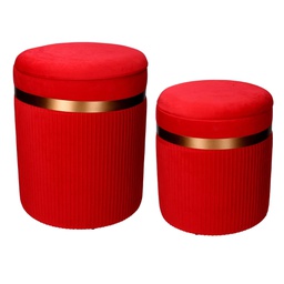 [V2809690000] Puff contenitore velluto 1-2 linea altarosso cm ø39h49