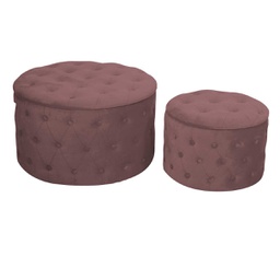 [V2808410000] Puff contenitore velluto 1-2 rosa antico cm ø70h42