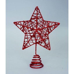 [19626497] Puntale a stella   con glitter rosso  e metallo  cm 18 x 15  h