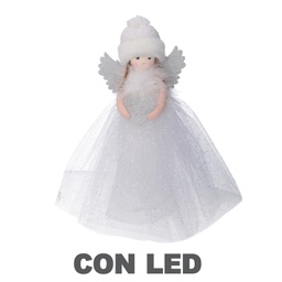 [V6167870000] Puntale led tessuto bambolina argento cm6x14h30
