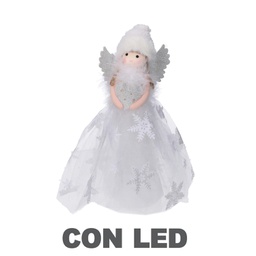 [V6167880000] Puntale led tessuto bambolina argento cm6x14h30