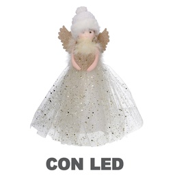 [V6167860000] Puntale led tessuto bambolina oro cm6x14h30