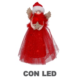 [V6167850000] Puntale led tessuto bambolina rosso cm6x14h30
