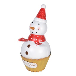 [V6065420000] Pupazzo di neve gingerbread metallo cm16x16h34
