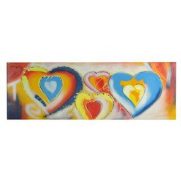 [V0218960000] Quadro dipinto astratto cuori cm50x150x3