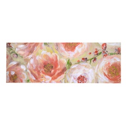 [V4614360000] Quadro dipinto fiori rosa verde cm50x150x3