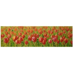 [V4614050000] Quadro dipinto fiori rosso rettangolarecm50x150x3