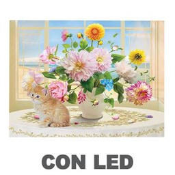 [V4615790000] Quadro led vaso di fiori bianco rettangolare cm 40x30x1