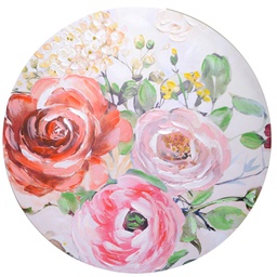 [V4616620000] Quadro legno fiori rosso tondo cm ø80h2