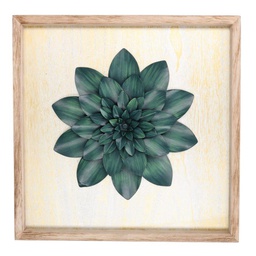 [V6121680000] Quadro legno metallo blu fiore cm35x35x3