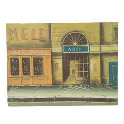 [V9205360000] Quadro legno tela paesaggio urbano cm30x2x40