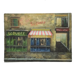 [V9205390000] Quadro legno tela paesaggio urbano cm30x2x40