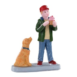 [1998911] RAGAZZO CON GELATO E CANE