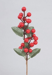 [20038039] Rametto Pvc Cm.35H Dec.Bacche Rosse E Foglie decorazione di Natale