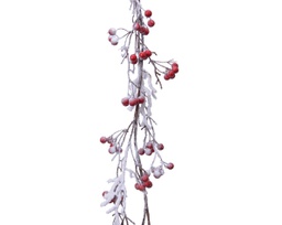 [19625906] Ramo natale decorativo con bacche rosse e neve  cm 130
