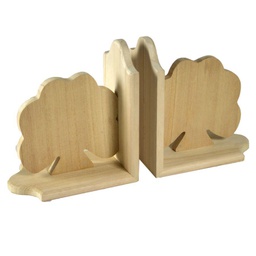 [V5029420000] Reggilibri coppia in legno con albero cm19x17x19