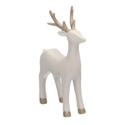 [V6137480000] Renna ceramica bianco oro cm15x6h23