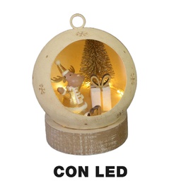 [V6195950000] Renna metallo led dentro pallina oro cmø11h15