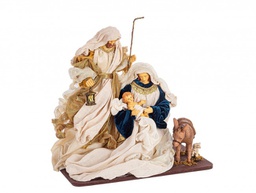 [B0937227] Sacra Famiglia Eden Blu-Oro C-Asino H38