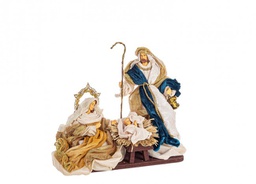[B0937226] Sacra Famiglia Eden Stand Blu-Oro 25X27H