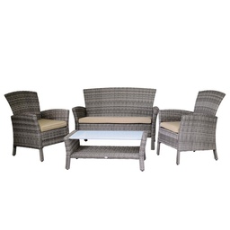 [V6443700000] Salotto Amalia Polyrattan grigio con cuscini