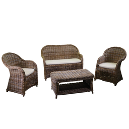 [2010819] Salotto rattan roymer grigio c/cuscini 4 pezzi