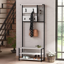 [FZ99443] Scaffale Ingresso Nomad Bianco 5 Ganci Appendiabiti L 78 x P 30 x H 182 cm