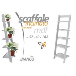 [GIC751486] Scaffale inclinato a parete bianco in mdf portapiante cm 57 x 40 x 182 h