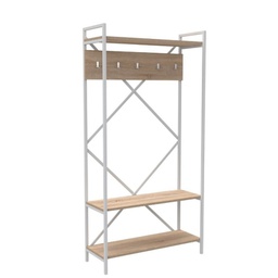 [FZ97209] Scaffale ingresso metallo bianco appendiabiti 90x35xh.180 cm