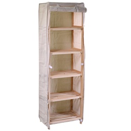 [V6453690000] Scaffale legno stoffa vigo 5 piani naturale rettangolare cm42x28h139