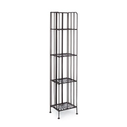 [B0740484] Scaffale pieghevole quattro ripiani in acciaio Marrone RAY 34x30x h153 cm