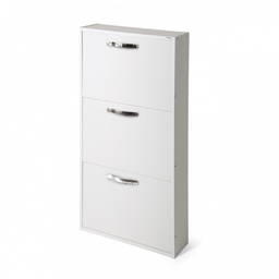[046002] Scarpiera Slim Bianco Frassinato in legno nobilitato 3 ribalte cm 108x65x15 Iperbriko