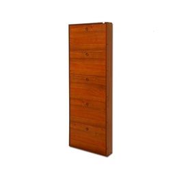 [A10368] Scarpiera Slim in legno nobilitato 5 ribalte noce antico h.180x65x15 cm