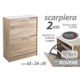 [GIC737657] Scarpiera rovere due ribalte con due divisori cm 63 x 24 x 81 h