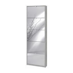 [ASK555CESPK] Scarpiera slim cinque ante a specchio Beton Cemento 63x18x h190 cm