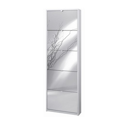 [ASK555BFSPK] Scarpiera slim cinque ante a specchio Bianco Cenere 63x18x h190 cm
