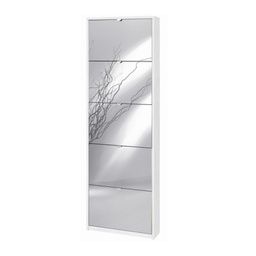 [ASK555OSSPK] Scarpiera slim cinque ante a specchio Bianco Ossido 63x18x h190 cm