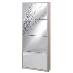 [OSK554OLSPK] Scarpiera slim salvaspazio quattro ante a specchio Olmo Chiaro 63x18x h154 cm
