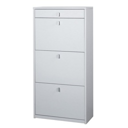[ASK567BFBFK] Scarpiera slim salvaspazio tre ante un cassetto Bianco Cenere 63x29x h127 cm
