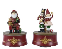 [20102550] Scatola della musica a forma di Babbo Natale o schiaccianoci e pupazzo  11 x 11 x 15 cm